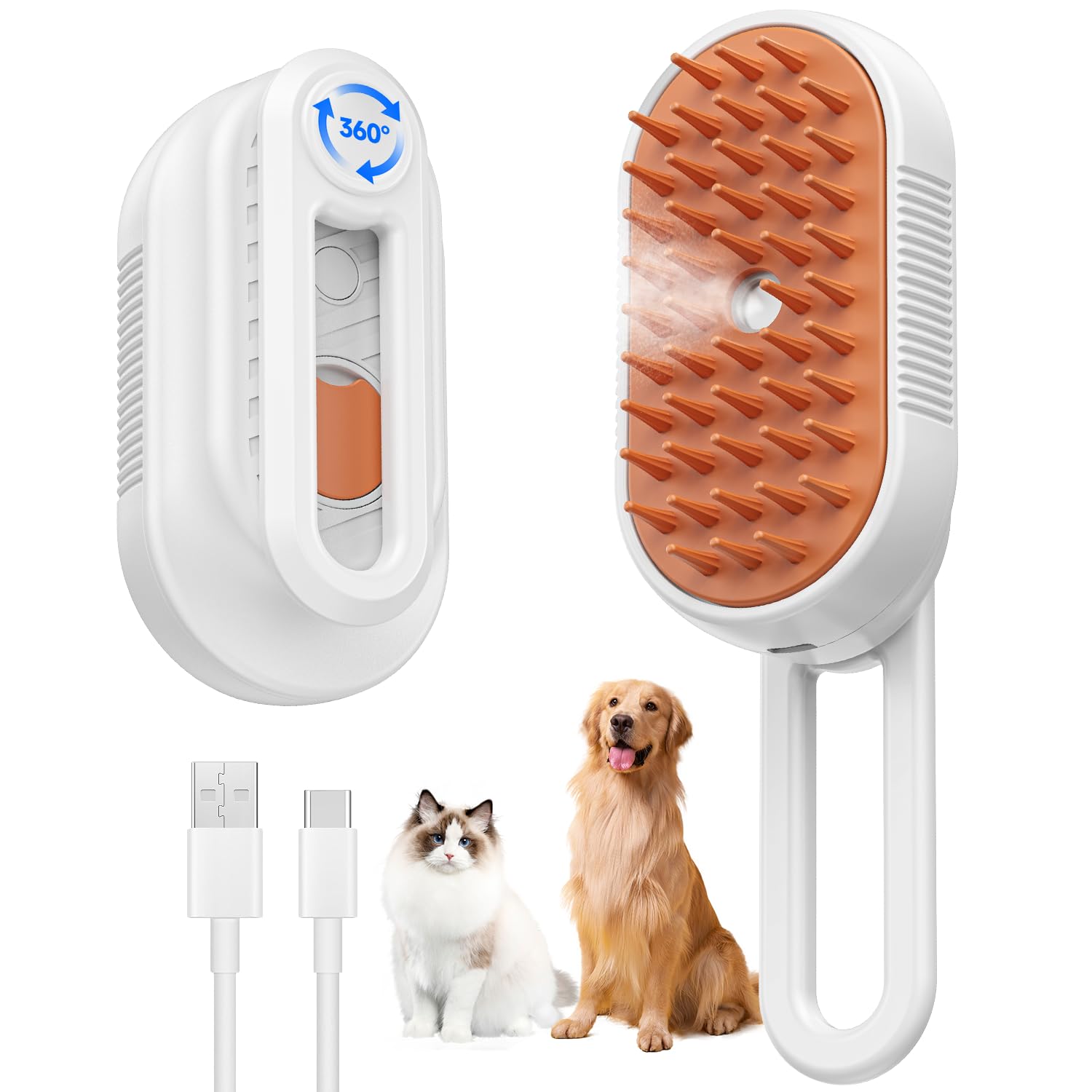Cat&Dog Steamy Brush for Massage and Pet Grooming 3 in 1