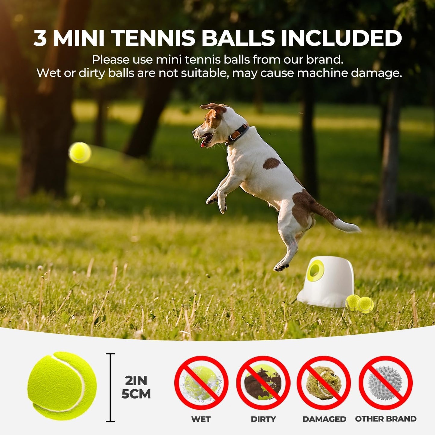 ALL FOR PAWS Automatic Ball Launcher for Dogs Interactive Puppy Pet Ball Indoor Thrower Fetch Machine, 3 Balls Included (2 inch) for Small to Medium Sized Dogs
