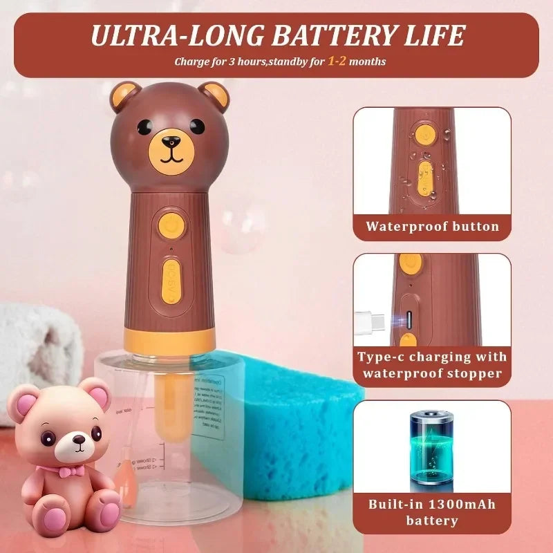 Cute Bear Duck Pet Steam Brush Pet Cleaning Electric Foamer Multiple Combination USB Rechargeable Pet Supplies