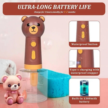 Cute Bear Duck Pet Steam Brush Pet Cleaning Electric Foamer Multiple Combination USB Rechargeable Pet Supplies