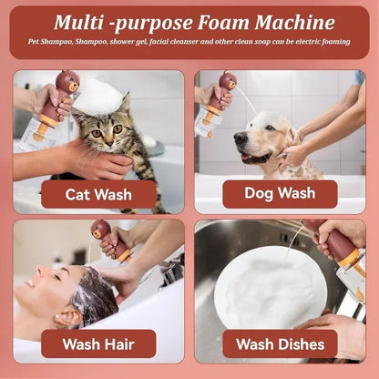 Cute Bear Duck Pet Steam Brush Pet Cleaning Electric Foamer Multiple Combination USB Rechargeable Pet Supplies