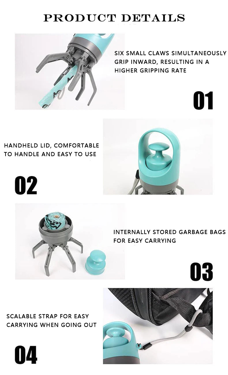Dog Pooper Scooper Garbage Bag Cat Dispenser Waste Pick-up Cleaner