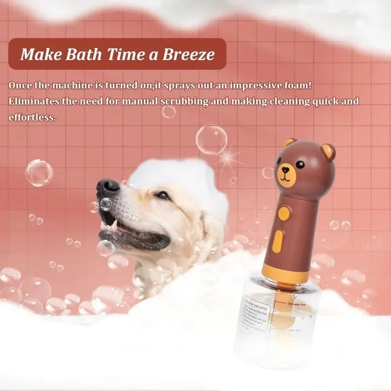 Cute Bear Duck Pet Steam Brush Pet Cleaning Electric Foamer Multiple Combination USB Rechargeable Pet Supplies