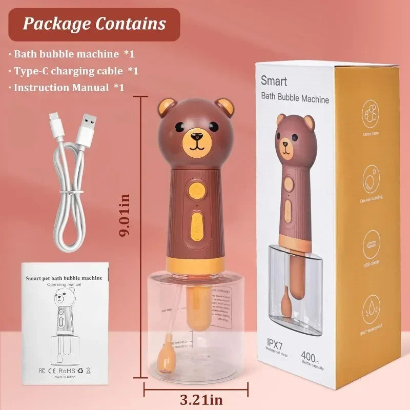 Cute Bear Duck Pet Steam Brush Pet Cleaning Electric Foamer Multiple Combination USB Rechargeable Pet Supplies