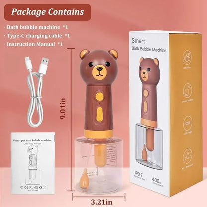 Cute Bear Duck Pet Steam Brush Pet Cleaning Electric Foamer Multiple Combination USB Rechargeable Pet Supplies