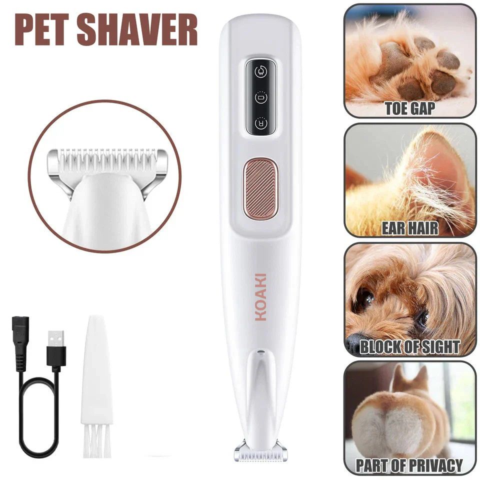 USB Koaki Charging Dog Cat Paw Trimmer with LED Light Waterproof