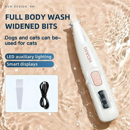 USB Koaki Charging Dog Cat Paw Trimmer with LED Light Waterproof