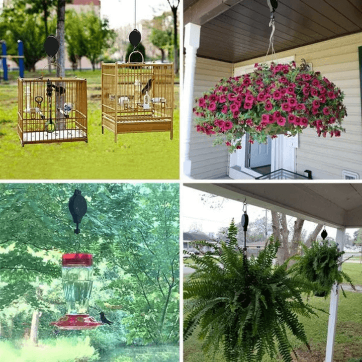 Plant Pulley Set For Garden Baskets Pots, Birds Feeder