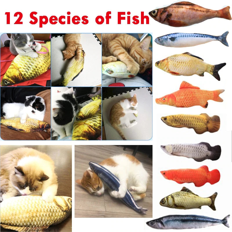 12 STYLE 3D ARTIFICIAL CAT CATNIP PLUSH TOY FISH